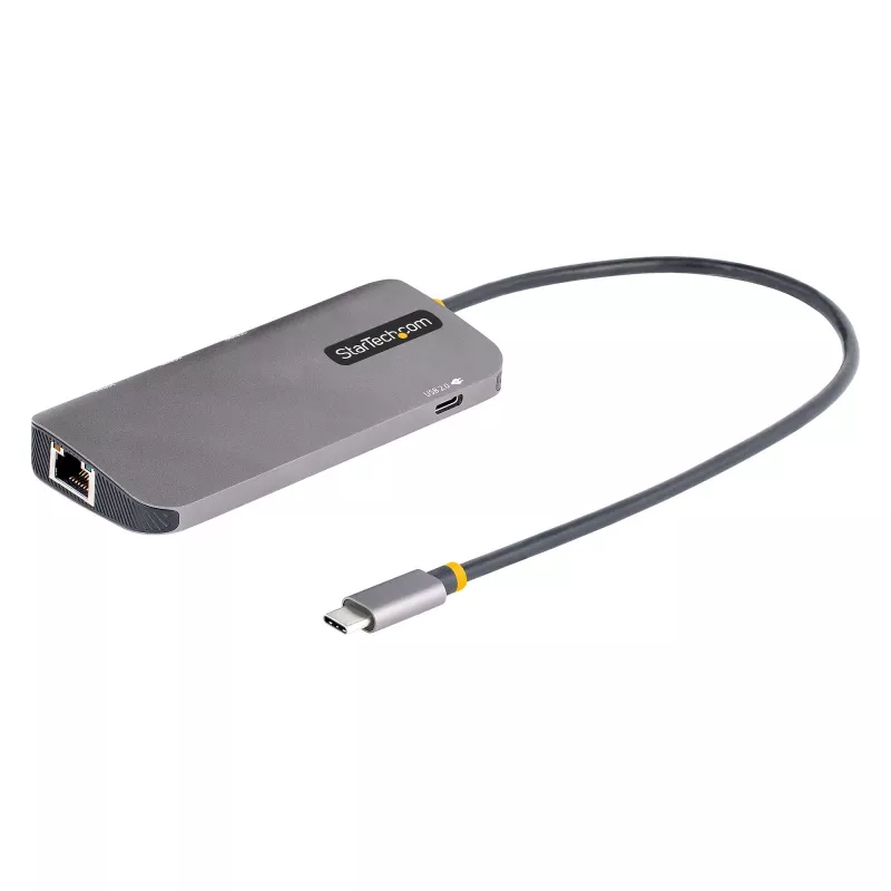 Adapter wieloportowy USB-C StarTech.com, HDMI 4K 60Hz, 3-portowy hub USB 5 Gb/s, zasilanie 100W PD, GbE, kabel 30 cm, mini stacja dokująca do laptopa