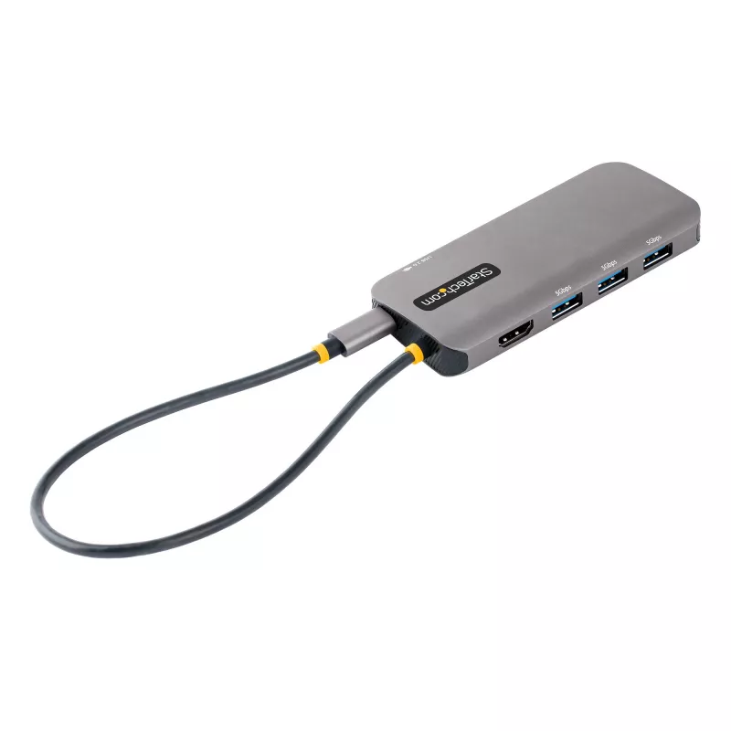 Adapter wieloportowy USB-C StarTech.com, HDMI 4K 60Hz, 3-portowy hub USB 5 Gb/s, zasilanie 100W PD, GbE, kabel 30 cm, mini stacja dokująca do laptopa