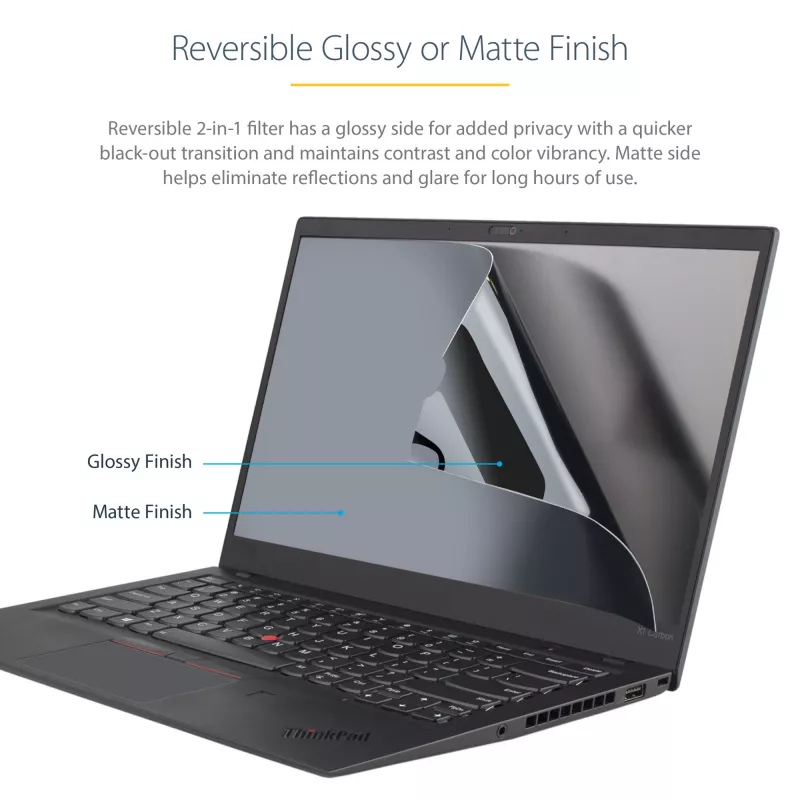StarTech.com Folia prywatyzująca do laptopa 13,3 inch - antyodblaskowy filtr prywatyzujący do monitorów panoramicznych (16:9) - ochraniacz ekranu laptopa z redukcją światła niebieskiego o 51% - dwustronna matowa/błyszcząca