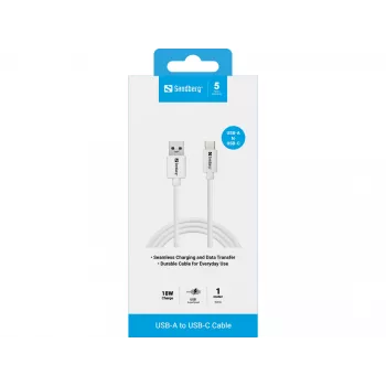 Sandberg USB-C 3.1 USB-A 3.0 1M, 1 m, USB A, USB C, USB 3.2 Gen 1 (3.1 Gen 1), Męski/Męski, Biały