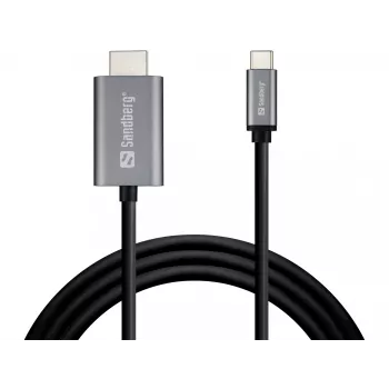 Kabel Sandberg USB-C do HDMI 2M, 2 m, USB Type-C, HDMI, Męski, Męski, Prosty