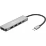Sandberg USB-C Dock HDMI+3xUSB+PD 100W, Przewodowy, USB 3.2 Gen 1 (3.1 Gen 1) Type-C, 100 W, Szary, 4K Ultra HD, Aluminium