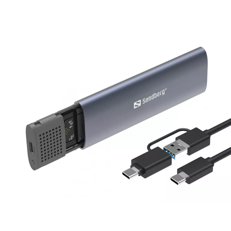 Sandberg USB 3.2 Case for M.2+NVMe SSD, obudowa na dysk SSD, M.2, M.2, 10 Gbit/s, łączność USB, czarny