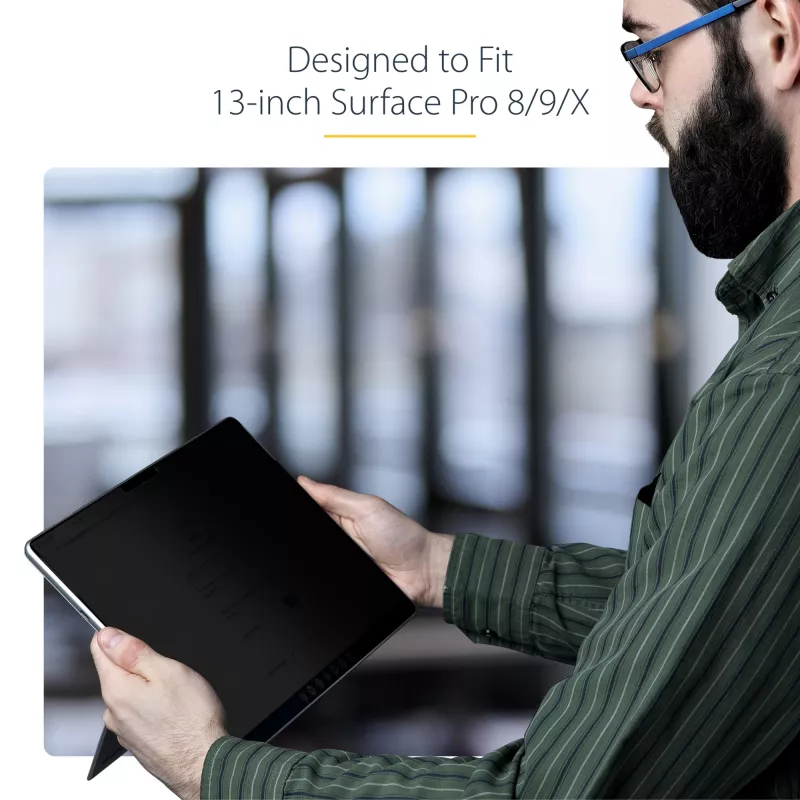 Filtr prywatności 4-kierunkowy do 13-calowego Surface Pro 8/9/X, tryb pionowy/poziomy, obsługa dotyku, kąt widzenia +/- 30°, blokada do 51% światła niebieskiego, antyodblaskowy