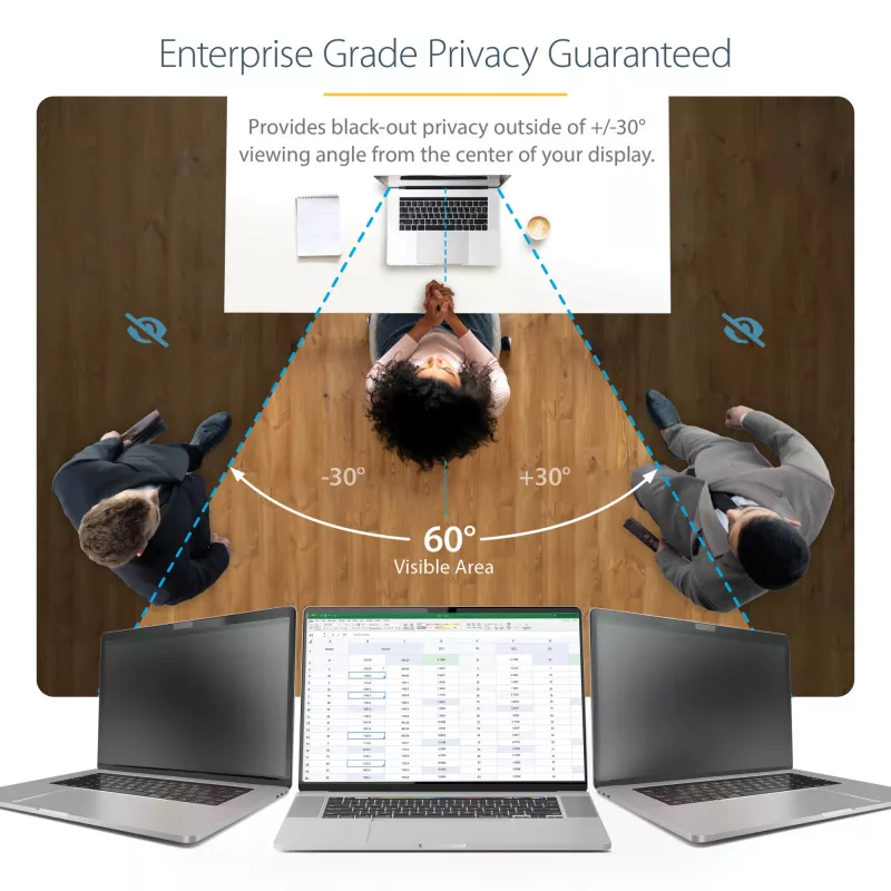 StarTech.com 14-calowy MacBook Pro 21/23 Laptopowa osłona prywatyzująca, antyrefleksyjny filtr prywatyzujący z 51% redukcją światła niebieskiego, ochrona ekranu monitora z kątem widzenia +/- 30°, odwracalne strony matowa/błyszcząca