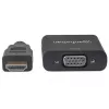 Kabel konwertera Manhattan HDMI na VGA, 1080p, 30 cm, męski na żeński, port wejściowy zasilania Micro-USB do dodatkowego zasilania w razie potrzeby, czarny, trzyletnia gwarancja, odpowiednik HD2VGAE2