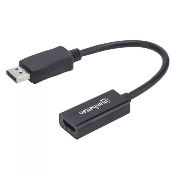 Manhattan adapter kablowya DisplayPort 1.1 na HDMI, 1080p@60Hz, męski na żeński, Czarny, Kabel 15cm, DP z zatrzaskiem, nie dwukierunkowy, Trzyletnia gwarancja, Odpowiednik DP2HDMI