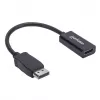 Manhattan adapter kablowya DisplayPort 1.1 na HDMI, 1080p@60Hz, męski na żeński, Czarny, Kabel 15cm, DP z zatrzaskiem, nie dwukierunkowy, Trzyletnia gwarancja, Odpowiednik DP2HDMI