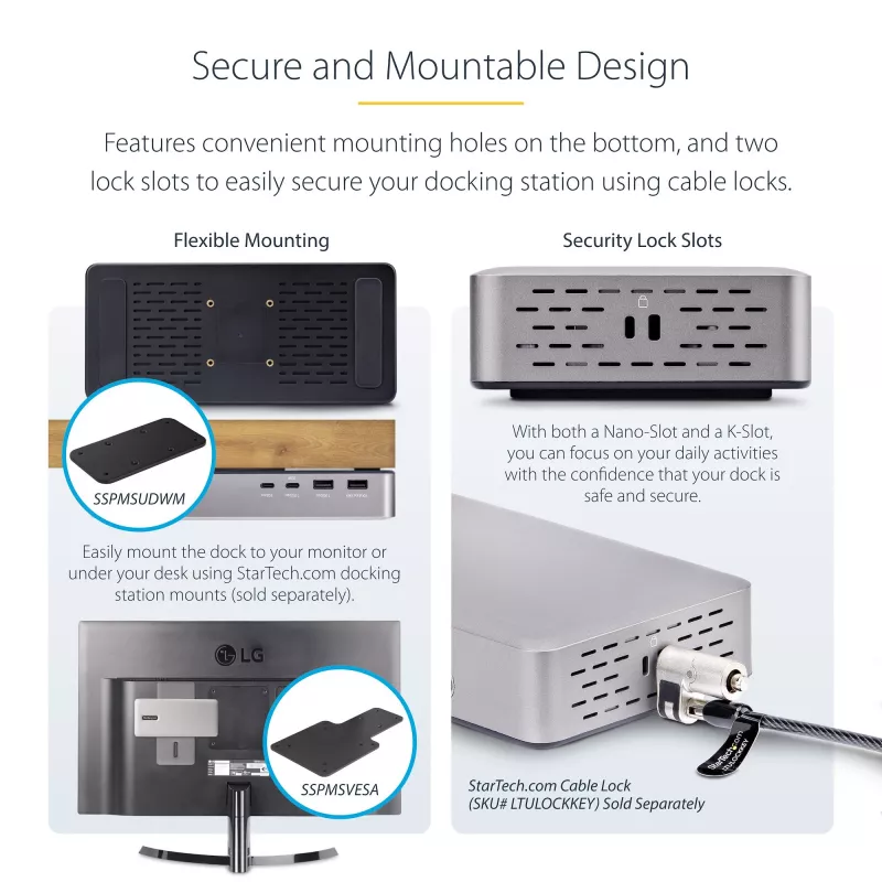 StarTech.com Stacja dokująca USB4 z obsługą dwóch monitorów, Dual 4K 120 Hz lub Single 8K 60 Hz HDMI, ładowanie laptopa 100 W, 2.5GbE, wielomonitorowa stacja dokująca USB-C, bezsterownikowa