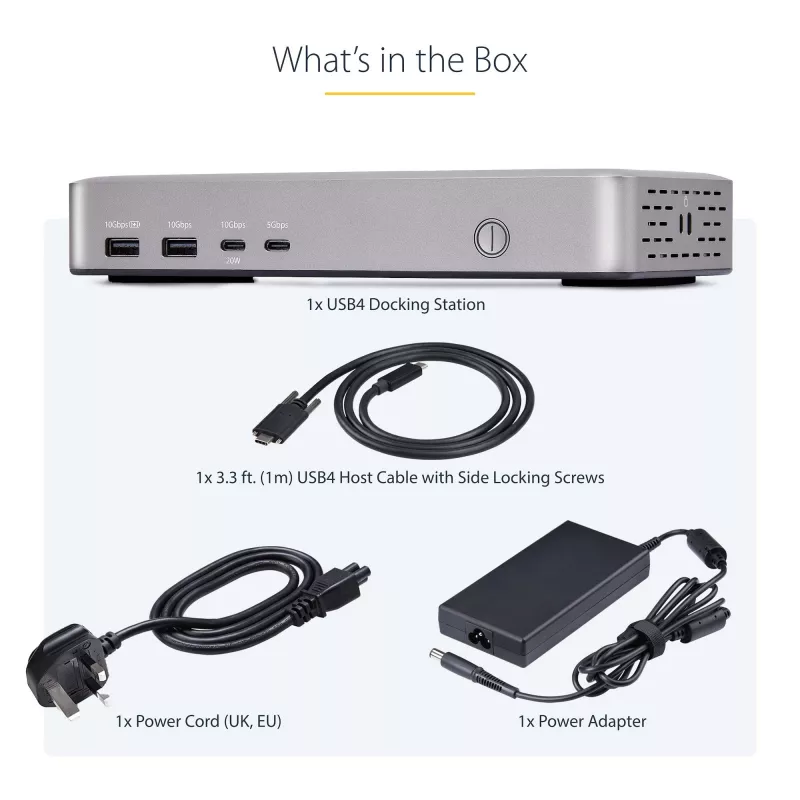 StarTech.com Stacja dokująca USB4 z obsługą dwóch monitorów, Dual 4K 120 Hz lub Single 8K 60 Hz HDMI, ładowanie laptopa 100 W, 2.5GbE, wielomonitorowa stacja dokująca USB-C, bezsterownikowa
