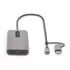 StarTech.com Adapter wieloportowy USB-C z dołączonym kluczem USB-C na USB-A, podwójne HDMI (4K30Hz/1080p60Hz), 3x USB-A 5Gbps, mini stacja dokująca podróżna, stacja dokująca do laptopa, kabel 40 cm