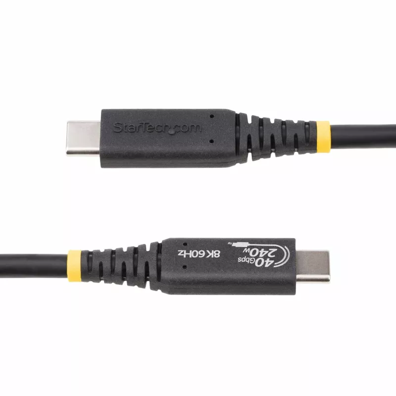 Kabel USB4 StarTech.com 1 m (3,3 st.), certyfikowany przez USB-IF kabel USB-C, 40 Gb/s, zasilanie 240 W PD 3.1 EPR, 8K 60 Hz, kabel/przewód do przesyłu danych USB typu C, kompatybilny z portami Thunderbolt/USB 3.2