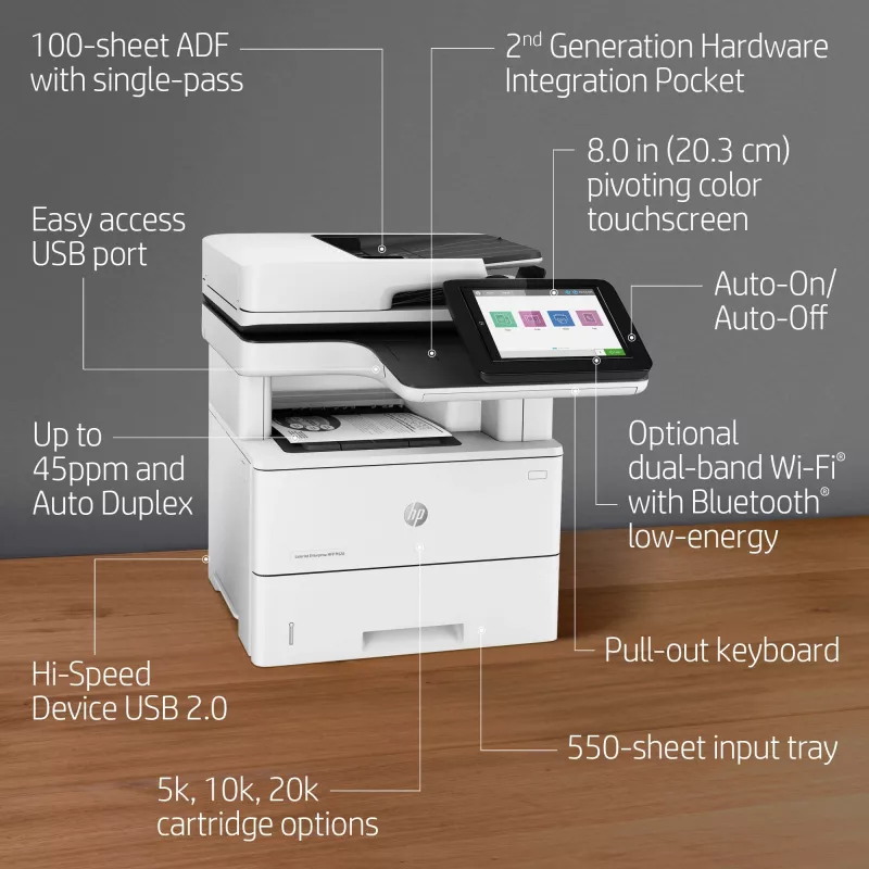 HP LaserJet Enterprise MFP M528dn, Laser, Drukowanie monochromatyczne, 1200 x 1200 DPI, A4, Drukowanie bezpośrednie, Czarny, Biały