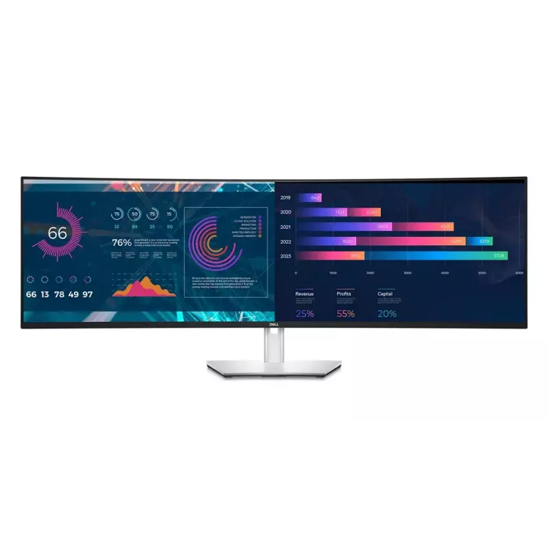 Monitor komputerowy DELL UltraSharp U4924DW 124,5 cm (49 cali) 5120 x 1440 pikseli 5K Ultra HD LCD Czarny, Srebrny