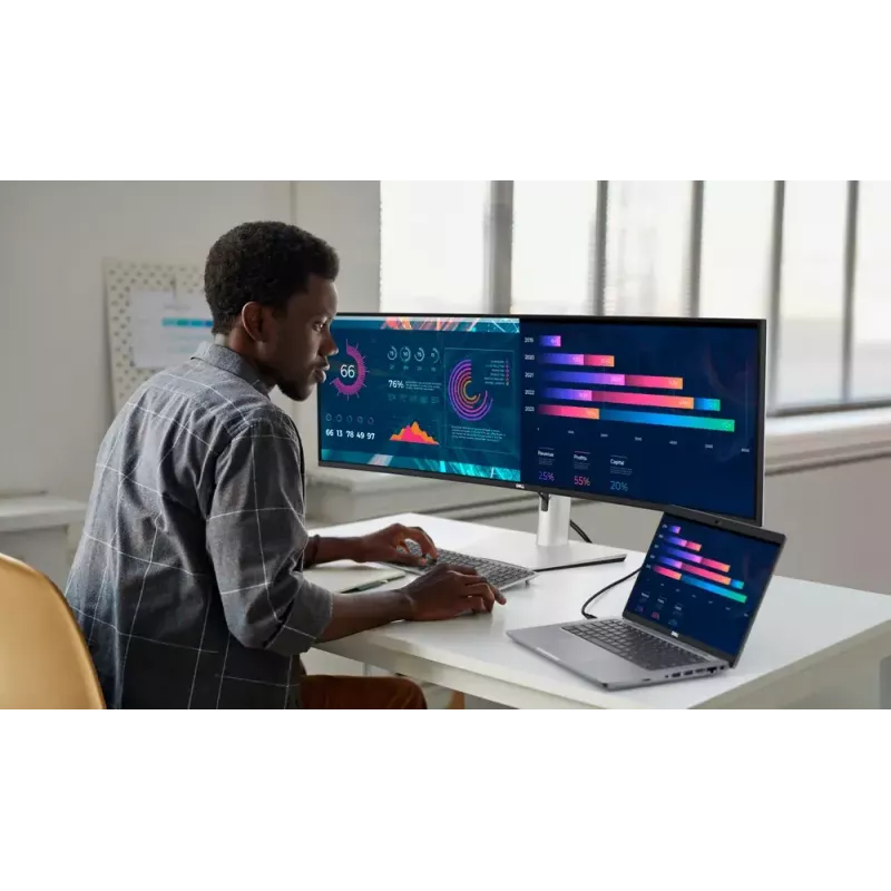 Monitor komputerowy DELL UltraSharp U4924DW 124,5 cm (49 cali) 5120 x 1440 pikseli 5K Ultra HD LCD Czarny, Srebrny
