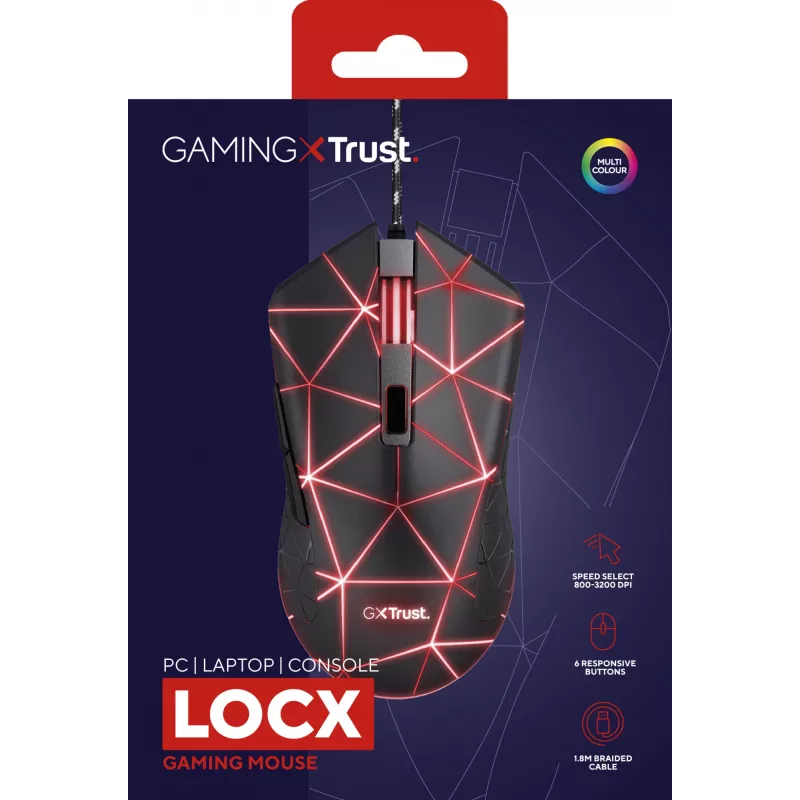 Mysz Trust GXT 133 Locx Gaming Praworęczna USB Typu-A Optyczna 4000 DPI