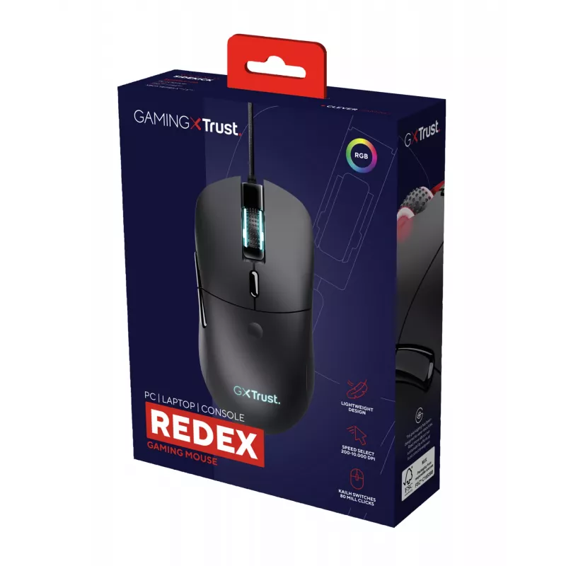 Mysz Trust GXT 981 Redex Gamingowa Praworęczna USB Typu-A Optyczna 10000 DPI