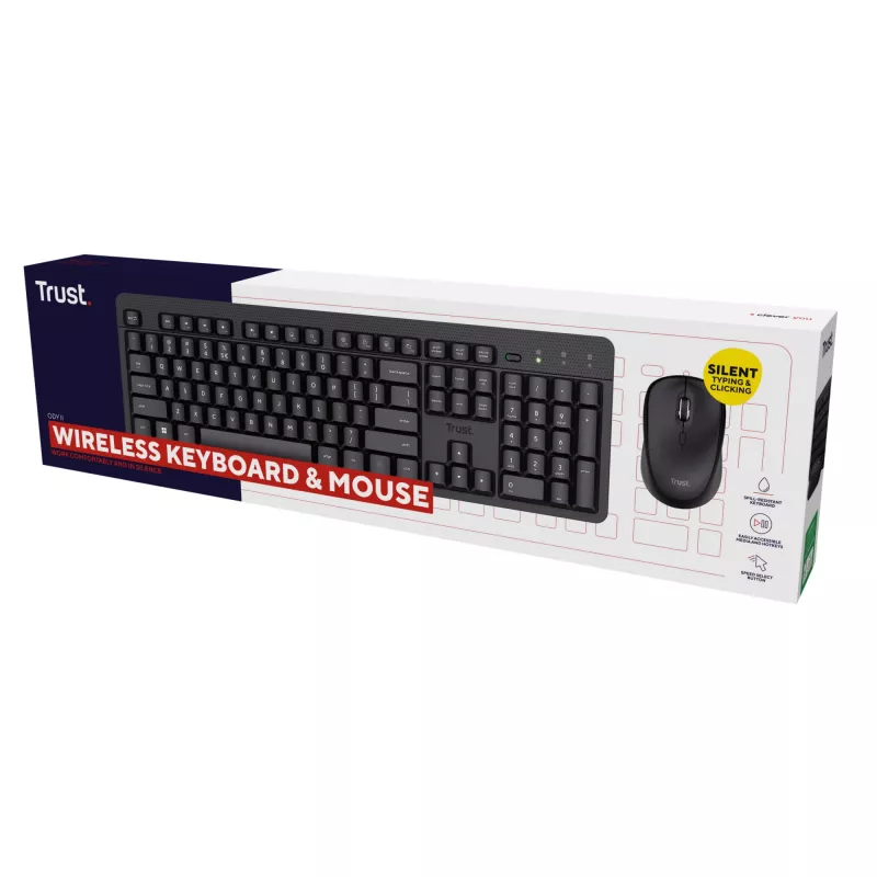 Trust Ody II klawiatura z myszą Uniwersalna RF Wireless QWERTY US English Czarny