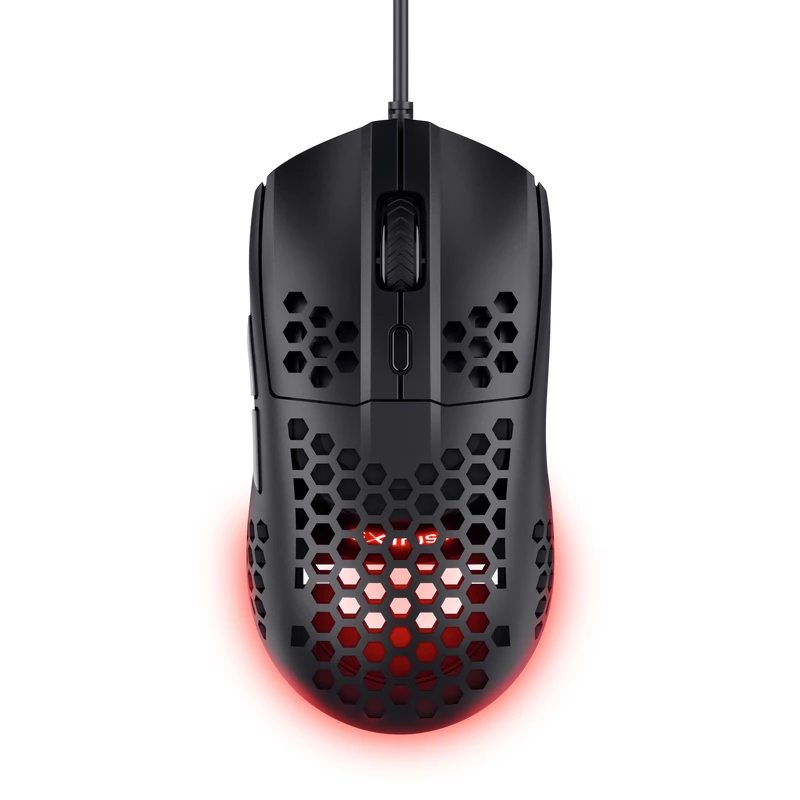 Trust GXT 928 HELOX, Praworęczna, Optyczna, USB Typu-A, 6400 DPI, Czarna