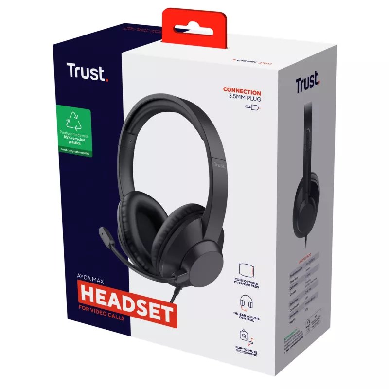 Trust Ayda Max Headset Wired Head-band Office/Call center Czarny