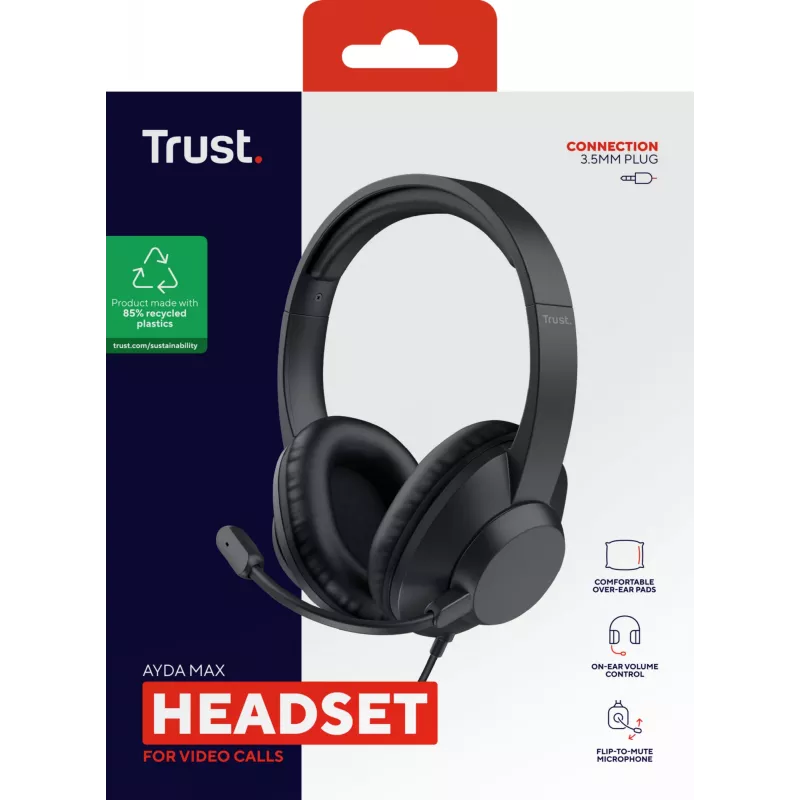 Trust Ayda Max Headset Wired Head-band Office/Call center Czarny