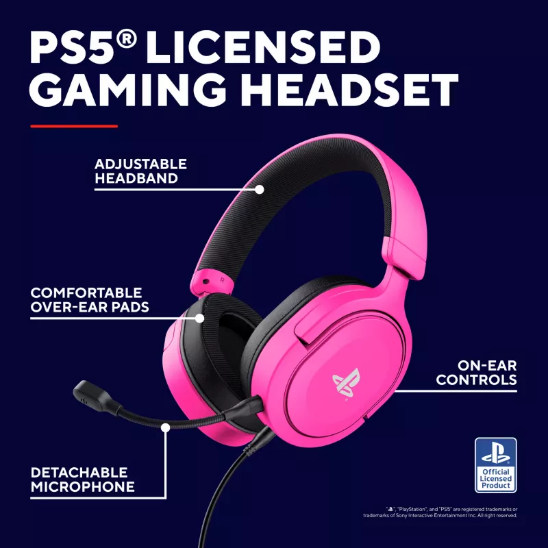 Trust GXT 498P Forta Zestaw słuchawkowy Przewodowy Opaska na głowę Gaming Różowy