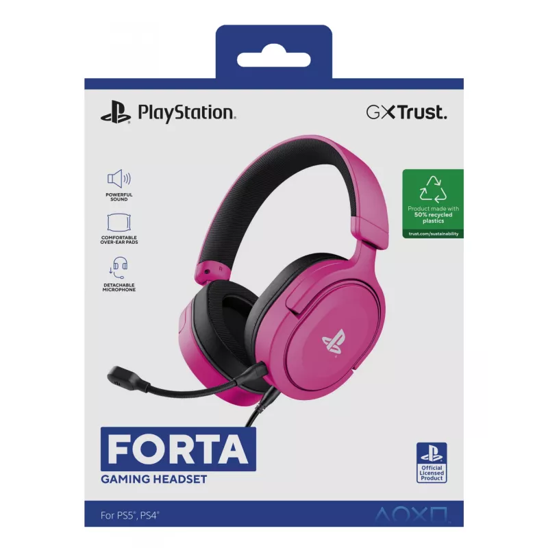 Trust GXT 498P Forta Zestaw słuchawkowy Przewodowy Opaska na głowę Gaming Różowy