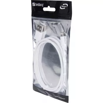 Sandberg USBLightning MFI 1m SAVER, 1 m, Lightning, USB A, Męski, Męski, Biały