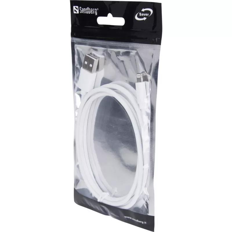 Sandberg USBLightning MFI 1m SAVER, 1 m, Lightning, USB A, Męski, Męski, Biały