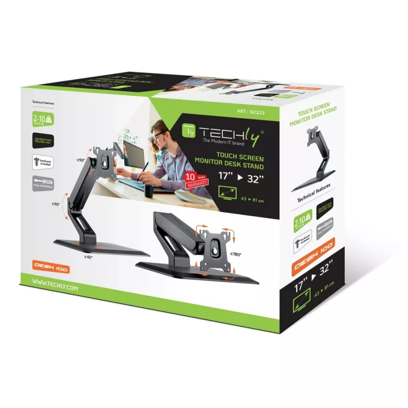 Techly ICA-LCD 35TS uchwyt / podstawa do monitora 81,3 cm (32 cale) Biurko Czarny