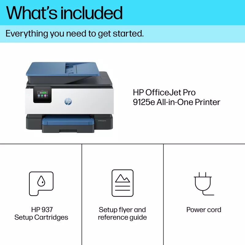HP OfficeJet Pro 9125e Bezprzewodowa Wielofunkcyjna Kolorowa Drukarka, Instant Ink; Drukowanie dwustronne