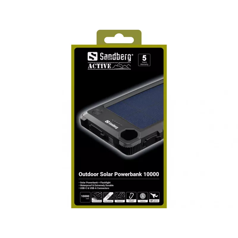 Sandberg Outdoor Solar Powerbank 10000, 10000 mAh, czarny