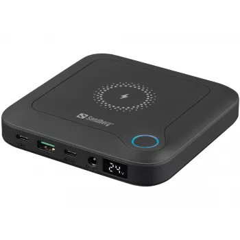 Sandberg All-in1 Laptop Powerbank 24000, 24000 mAh, Quick Charge 2.0, ładowanie bezprzewodowe, czarny