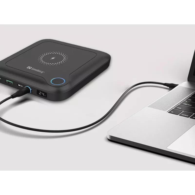 Sandberg All-in1 Laptop Powerbank 24000, 24000 mAh, Quick Charge 2.0, ładowanie bezprzewodowe, czarny