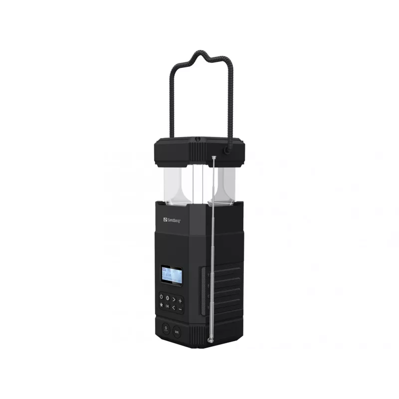 Sandberg Survivor Lantern All-in1 10000, zasilana bateriami latarnia kempingowa, czarna, IPX5, LED, USB C, bateria