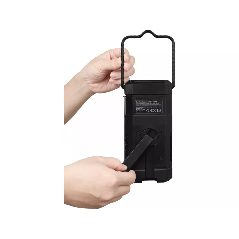 Sandberg Survivor Lantern All-in1 10000, zasilana bateriami latarnia kempingowa, czarna, IPX5, LED, USB C, bateria