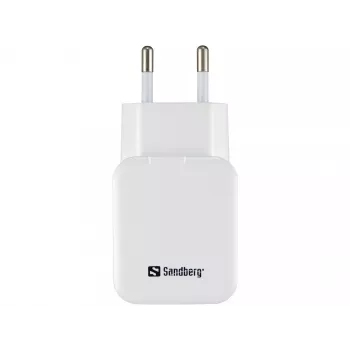 Sandberg AC Charger Dual USB 2.4+1A EU, do użytku wewnętrznego, AC, USB, 5 V, czarny, biały