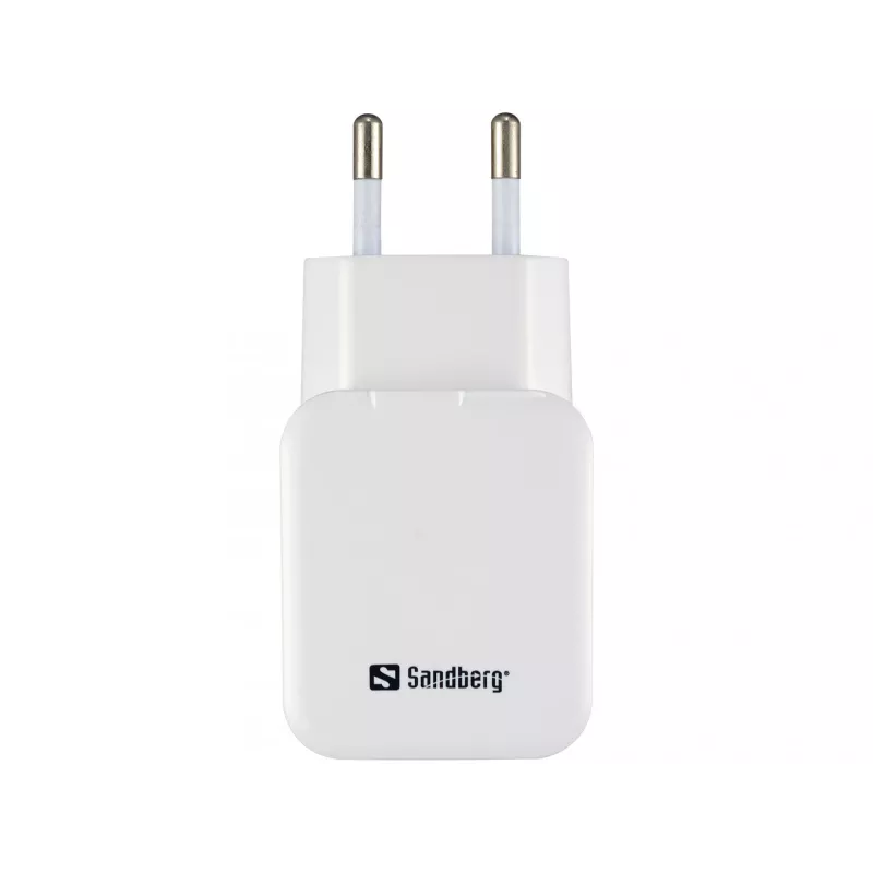 Sandberg AC Charger Dual USB 2.4+1A EU, do użytku wewnętrznego, AC, USB, 5 V, czarny, biały