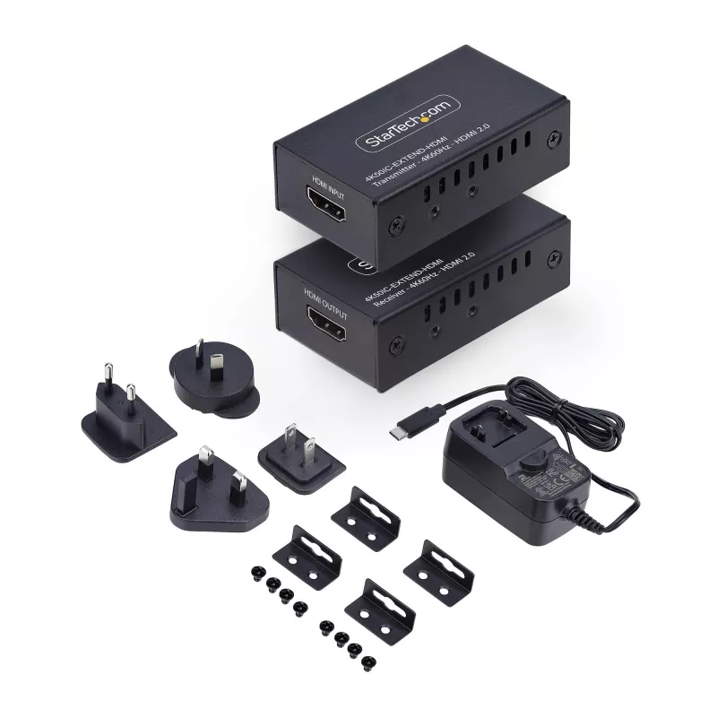 Przedłużacz HDMI StarTech.com przez CAT5e/CAT6, 4K 60 Hz, do 60 m, zestaw nadajnika i odbiornika, zasilanie po kablu, kompaktowa obudowa