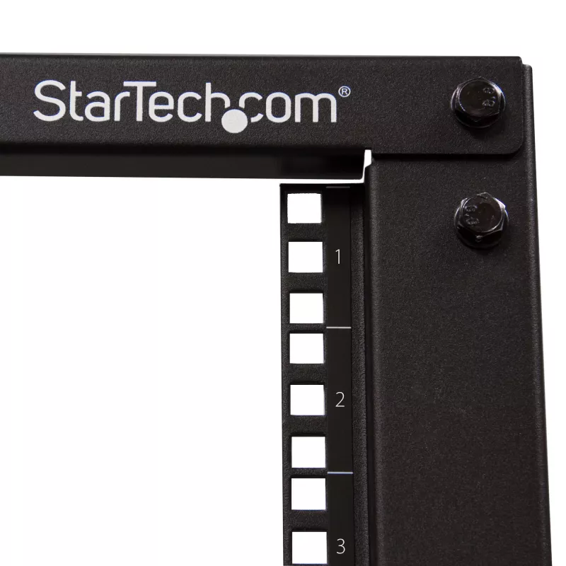 StarTech.com 4-słupkowy 12U mobilny otwarty stelaż serwerowy, czterosłupkowy 19-calowy stelaż sieciowy na kółkach, stelaż na kółkach z regulowaną głębokością do sprzętu komputerowego/AV/Data/IT - kółka, stopki poziomujące lub montaż do podłogi
