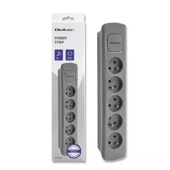 Przedłużacz Qoltec 50275 1,8 m 5 gniazd AC wewnętrzny szary