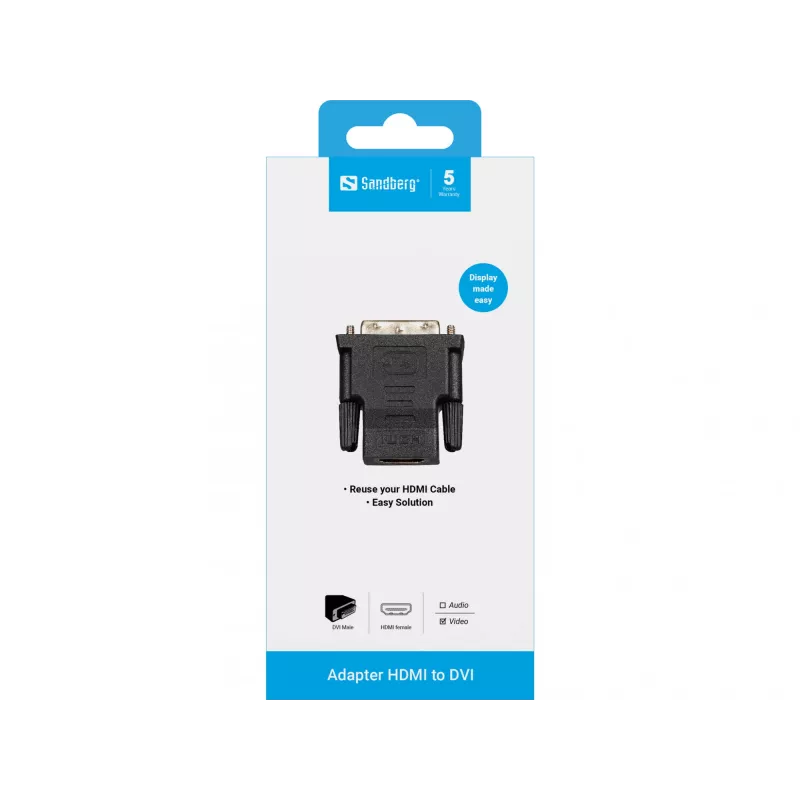 Sandberg Adapter DVI-M - HDMI-F, DVI, HDMI, Czarny