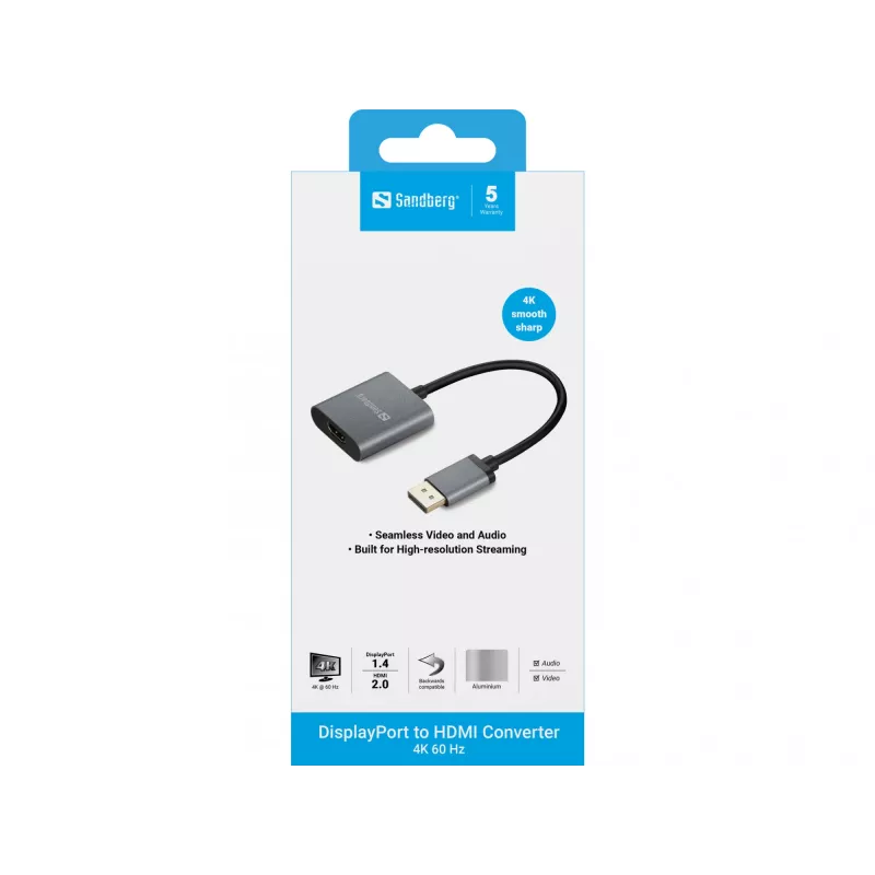 Adapter Sandberg DisplayPort 1.4 na HDMI 2.0 4K