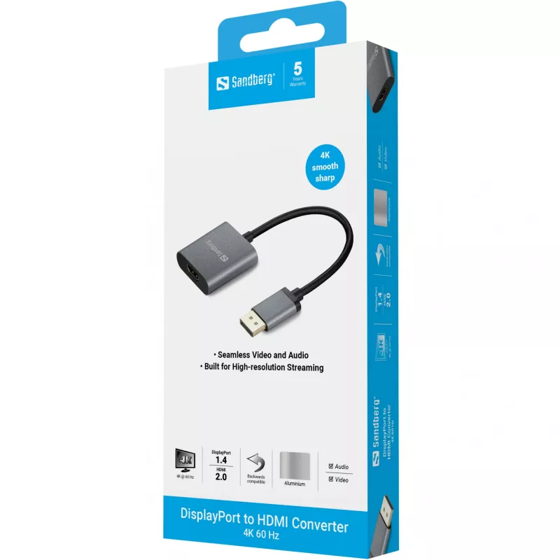 Adapter Sandberg DisplayPort 1.4 na HDMI 2.0 4K