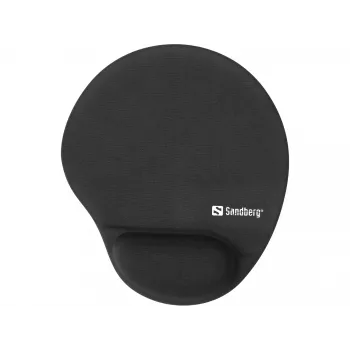 Sandberg Memory Foam myszpad Round, czarna, monochromatyczna, pianka memory, podpórka pod nadgarstek, antypoślizgowa podstawa