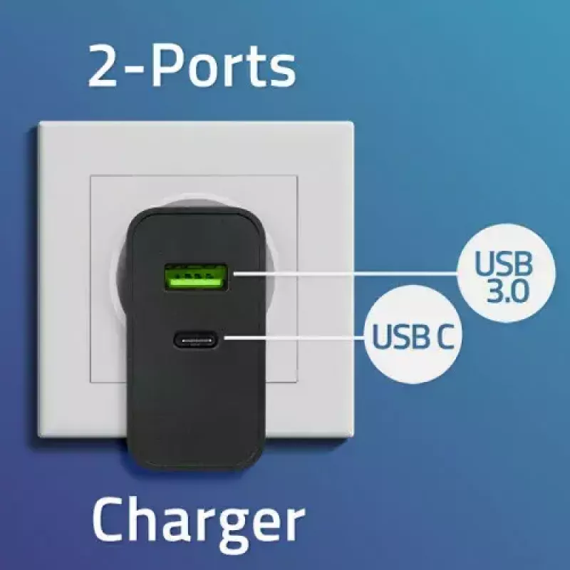 Ładowarka Qoltec 52378 Wewnętrzna Szybkie Ładowanie AC 3A USB Type-C Czarna