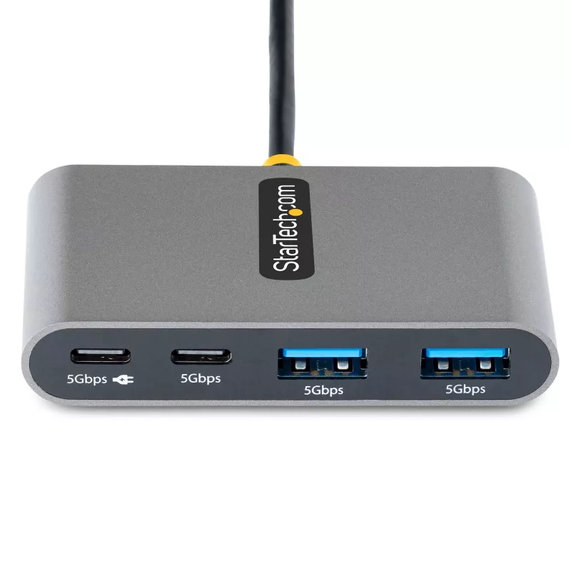 StarTech.com 4-portowy hub USB-C z passthrough Power Delivery 100 W – 2x USB-A + 2x USB-C – USB 3.0 5 Gb/s – kabel o długości 1 stopy (30 cm) – przenośny hub USB-C do USB-A/C