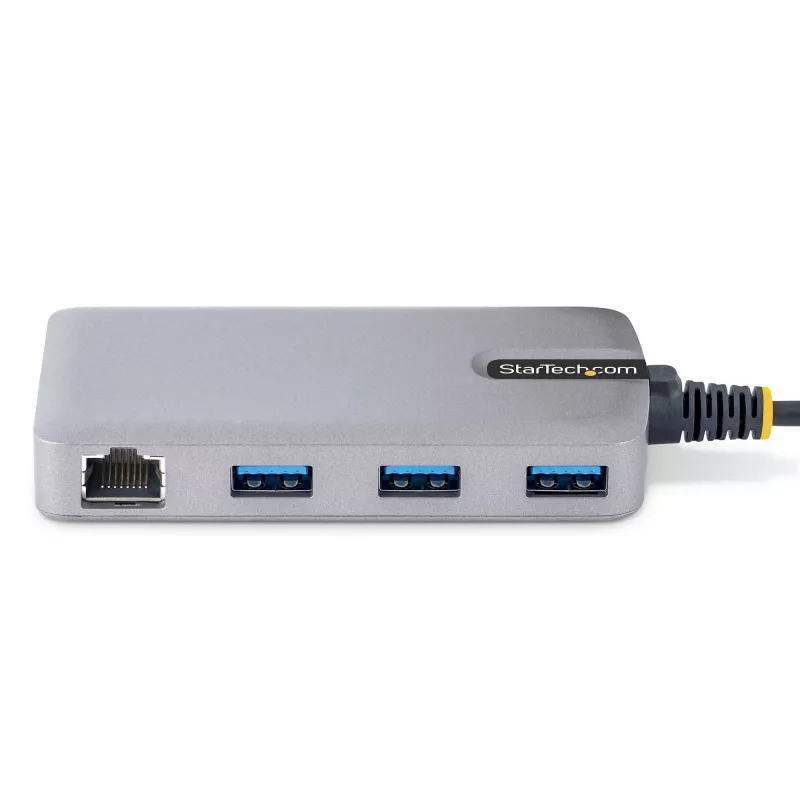 StarTech.com 3-Port USB-C Hub z Ethernet - 3x porty USB-A, Gigabit Ethernet RJ45, USB 3.0 5Gbps, zasilany przez magistralę, kabel 1ft/30cm - Przenośny adapter USB-C Hub do laptopa z GbE