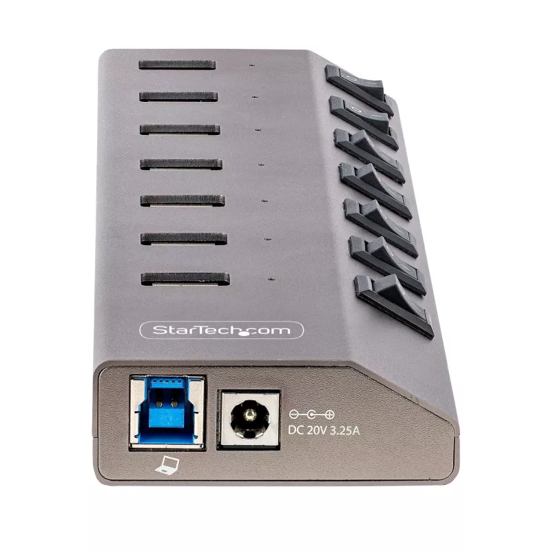 StarTech.com 7-portowy samozasilający się hub USB-C z indywidualnymi przełącznikami wł./wył., hub USB 3.0 5 Gb/s z zasilaczem, hub rozszerzający USB-C na USB-A do komputerów stacjonarnych/laptopów, hub USB Type-C z BC 1.2