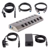 StarTech.com 7-portowy samozasilający się hub USB-C z indywidualnymi przełącznikami wł./wył., hub USB 3.0 5 Gb/s z zasilaczem, hub rozszerzający USB-C na USB-A do komputerów stacjonarnych/laptopów, hub USB Type-C z BC 1.2
